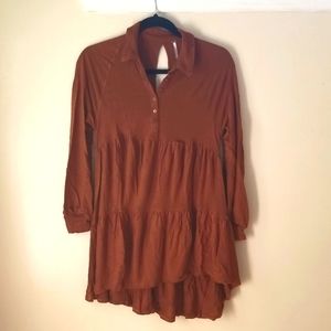 Free People Button Up T-shirt Dress